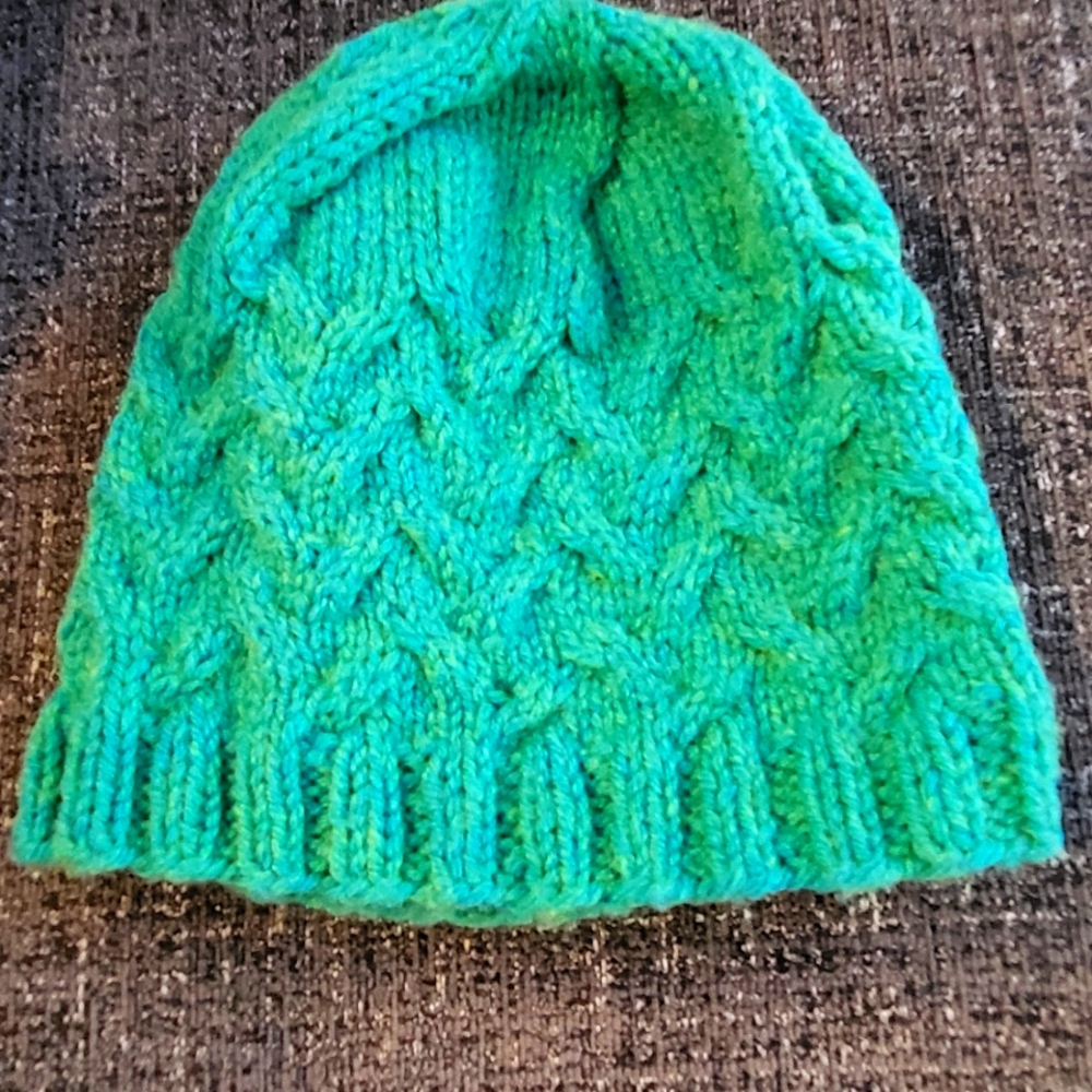 Hand knitted wool blend hat